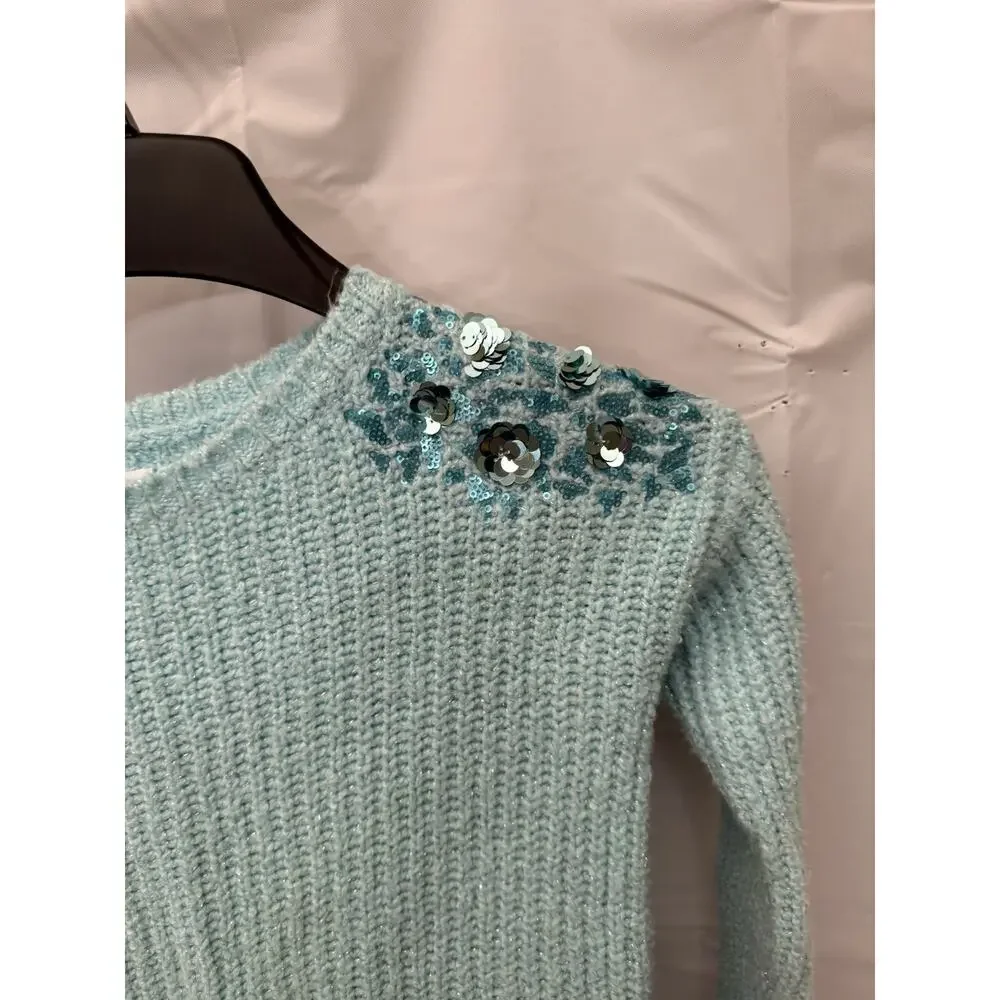 Girls Justice Green Sweater Size 10 With Sparkling Shoulders